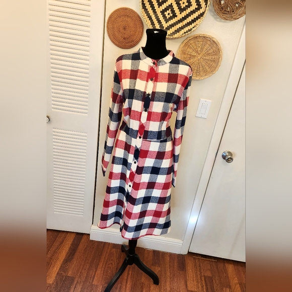 LAST ONE! Long Sleeve Plaid Button Down Dress - Picture 6 of 9